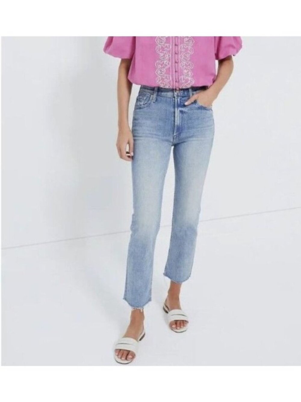 Mother Jeans High Rise Rider Ankle Fray size 27 in Fish Out Of Water denim